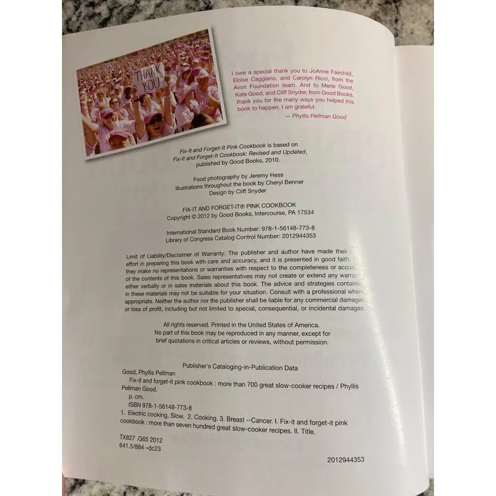 Fix-It and Forget-It Pink Cookbook Slow Cooker Recipes Avon Breast Cancer 2012